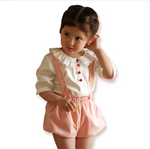 Children Clothing Girl's Medium Sleeve Shirt Shorts Kids Two Piece Set