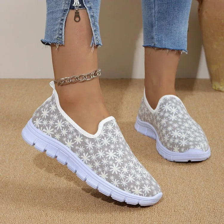 Printed Flat Round Toe Slip-Ons