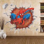 3D Hole Spiderman Wall Stickers Home Wall Decals Home Decorations