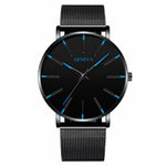 Minimalist Men's Fashion Ultra Thin Wristwatch Stainless Steel Mesh Belt Watches