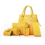 Women Composite Stone Pattern Shoulder Bag 6 Pcs Set PU Designer Leather Luxury Handbags