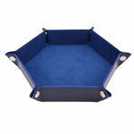Foldable Dice Tray Box PU Leather Folding Hexagon Coin Square Tray Dice Box