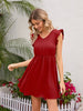 Women’s Swiss Dot Patterned Ruffled V-Neck Summer Casual Dress