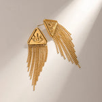 Titanium Steel Tassel Earrings with Devil’s Eye Relief for Women