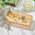 Personalized Birth Flower Jewelry Box With Custom Name Gift For Her