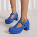 Waterproof Platform Thick Heel T-Strap Candy Colored Women’s Shoes