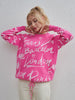 Women Round Neck Long Sleeve Sweater Patchwork Lace Up Knitting Pullover Sweaters