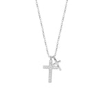 Women's Hip-Hop Style Cross Necklace with Micro-Inlaid Zircon Stones