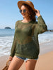 Women’s Solid Color Knitted Love Beach Hoodie With Round Neck Lightweight Design