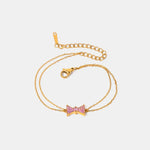 Stainless Steel Zircon Bow Bracelet with Elegant Crystal Detail