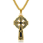 Titanium Steel Spiral Cross Necklace with Pearl Chain – Retro Pendant