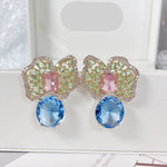 Fashionable colored zirconium petals light luxury earrings