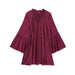 Women's Flared Sleeve Shirt Dress – Casual Long Sleeve Mini