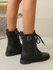 Women's PU Leather Lace-Up Combat Boots for Everyday Streetwear