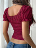 Women’s One-Shoulder Lace Slim Top with Hollow-Out Design and Navel Exposure for Evening Wear