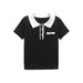 Colorblock Patchwork Polo Shirt for Women – Casual Short-Sleeve Top