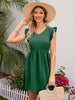 Women’s Swiss Dot Patterned Ruffled V-Neck Summer Casual Dress