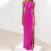 Women Evening Dress Round Neck Sleeveless Floor-Length Dresses