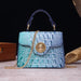 Classic Crocodile Embossed Handbag with Crossbody Strap and Spacious Women's Satchel Purse Design