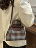Contrast Plaid Trapezoid Crossbody Bag – Women's Casual Bag