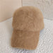 Winter Soft Imitation Fur Baseball Cap – Solid Color Warm Outdoor Casual Cap