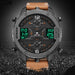 Men’s Sports Watch - Quartz Analog-Digital Wristwatch with Leather Strap