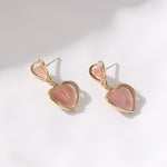 Minimalist Pink Heart Cat's Eye Stone Earrings Women's Jewelry