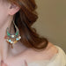 Fine-Crafted Rhinestone Dangle Earrings with Resin and Alloy Detail