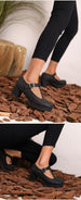 Waterproof Platform Thick Heel T-Strap Candy Colored Women’s Shoes