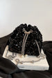 Sparkling Sequin Drawstring Bucket Bag with Metal Chain Strap