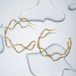 Stainless Steel Wave Design C-Hoop Earrings for Women