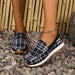 Plaid Round Toe Slip-On Shoes for Women – Casual Comfort Style