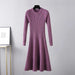 Long Sleeved High Waisted Short Knitted Dress Women's A-line Dresses