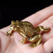 Brass Golden Money Toad Ornament – Retro Feng Shui Frog Decoration for Home or Tea Tray