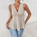 Women’s Sleeveless V-Neck Commuting Top with Waist Cinching Slim Fit Design