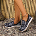 Plaid Round Toe Slip-On Shoes for Women – Casual Comfort Style