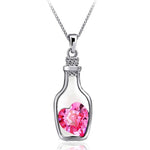 Women's Wish Bottle Crystal Heart Pendant Necklace Jewelry