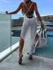 Casual Solid Color Slit Backless Knitted Camisole Dress for Beach or Vacation