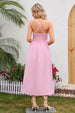 Women's Fashion Crisscross Smocked Spaghetti Strap Dress for Summer Vacations and Beach Days