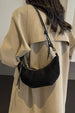 Suede Shoulder Bag with PU Leather Strap – Sleek and Minimal Design