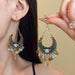 Fine-Crafted Rhinestone Dangle Earrings with Resin and Alloy Detail