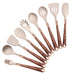 10 Pieces Kitchen Tools Set Wooden Handle Cooking Silicone Utensil Set