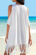 Printed Off-Shoulder Bikini Cover-Up Jacket With Short Skirt And Sunscreen Protection