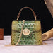 Classic Crocodile Embossed Handbag with Crossbody Strap and Spacious Women's Satchel Purse Design