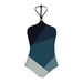 Halterneck Color Block Backless Women's One-Piece Swimsuit