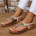 PU Leather Flat Sandals with Beaded Detail for a Chic Summer Look