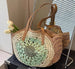Round Straw Woven Beach Bag With Hollow Paper Rope Design And Shoulder Strap