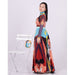 Women Pleats 2-Piece Set Abstract Figure Print Long-Sleeved Top Skirt Set