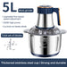 5L Electric Meat Grinder & Chopper – Stainless Steel Food Processor