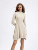 Long Sleeved High Waisted Short Knitted Dress Women's A-line Dresses